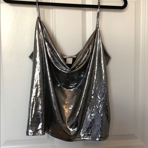 METTALIC COWL NECK TANK